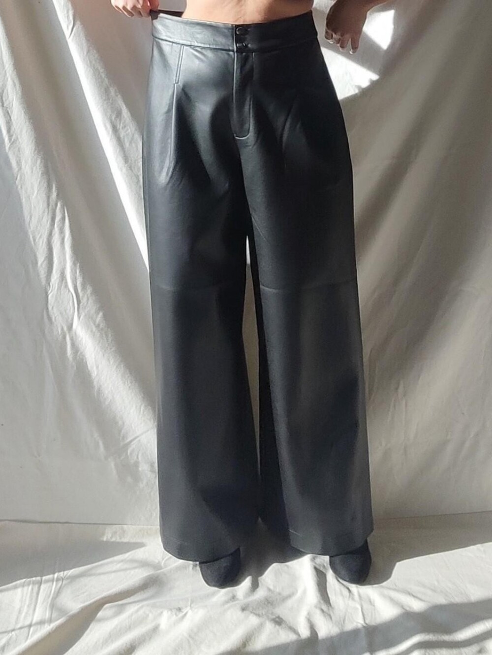 French Connection Wide Leg Faux Leather Trousers